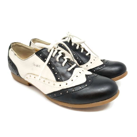 Born Boc Black White Leather Wingtip 